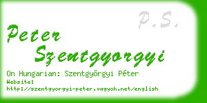 peter szentgyorgyi business card